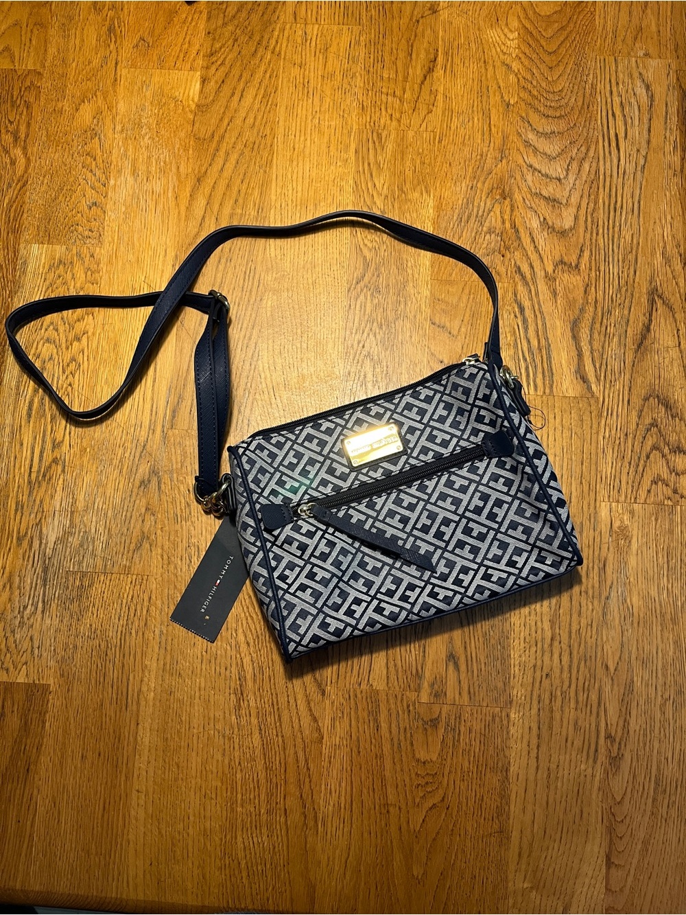 Tommy Hilfiger Navy Logo-Print Crossbody Bag